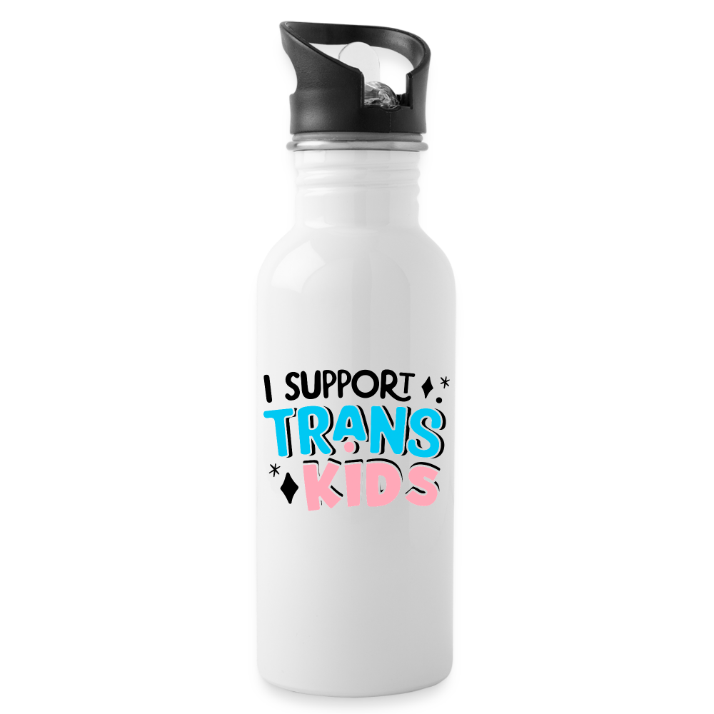 I Support Trans Kids: Water Bottle - white