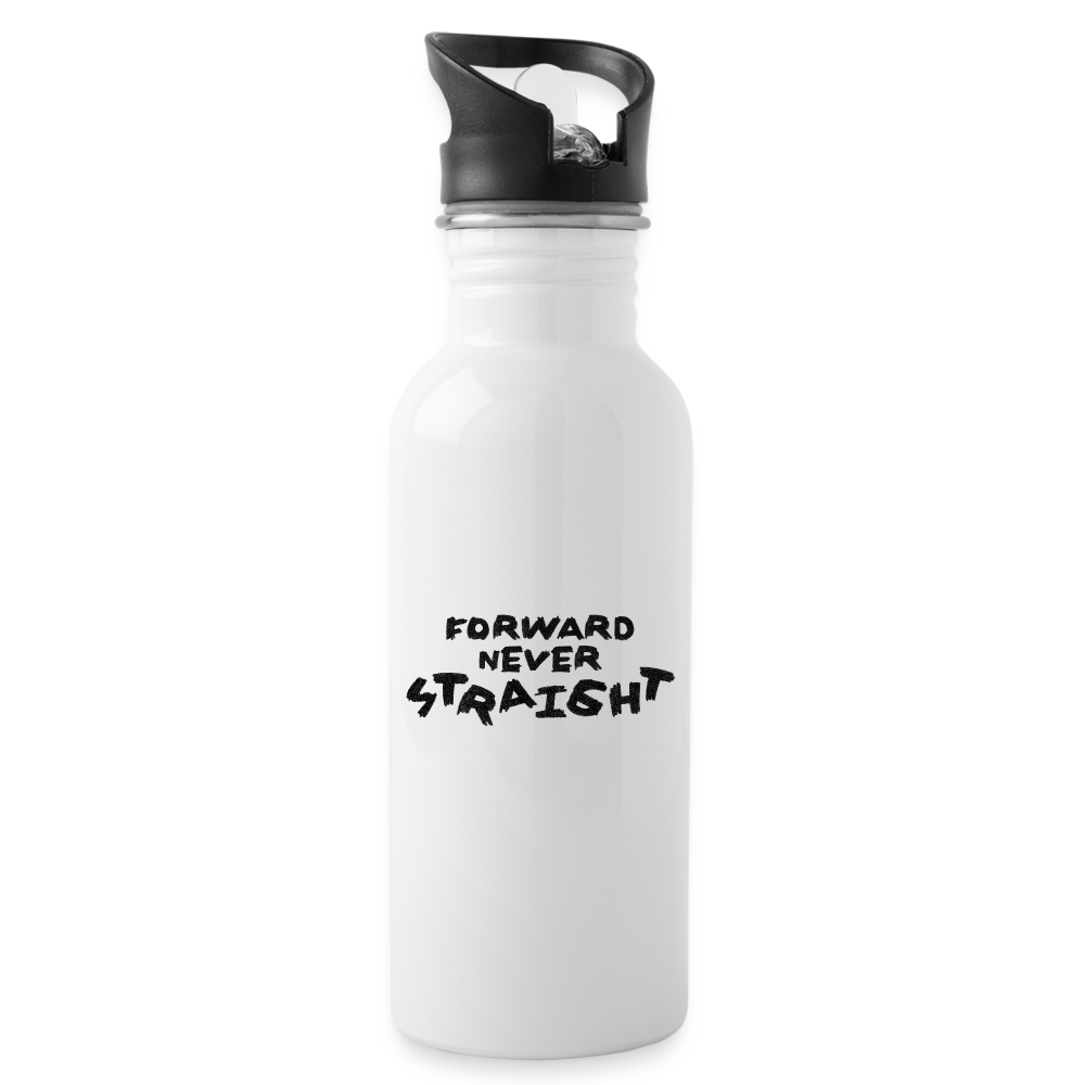 Forward, never Straight (Black): Water Bottle - white