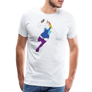 Rainbow Hair Unicorn: Men's Premium T-Shirt - white