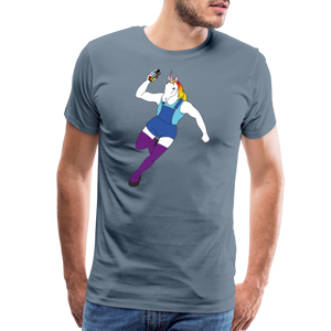 Rainbow Hair Unicorn: Men's Premium T-Shirt - steel blue